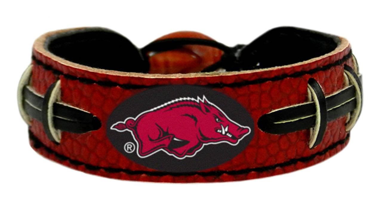 Arkansas Razorbacks Leather Bracelet Team Color Football - ToylandEU