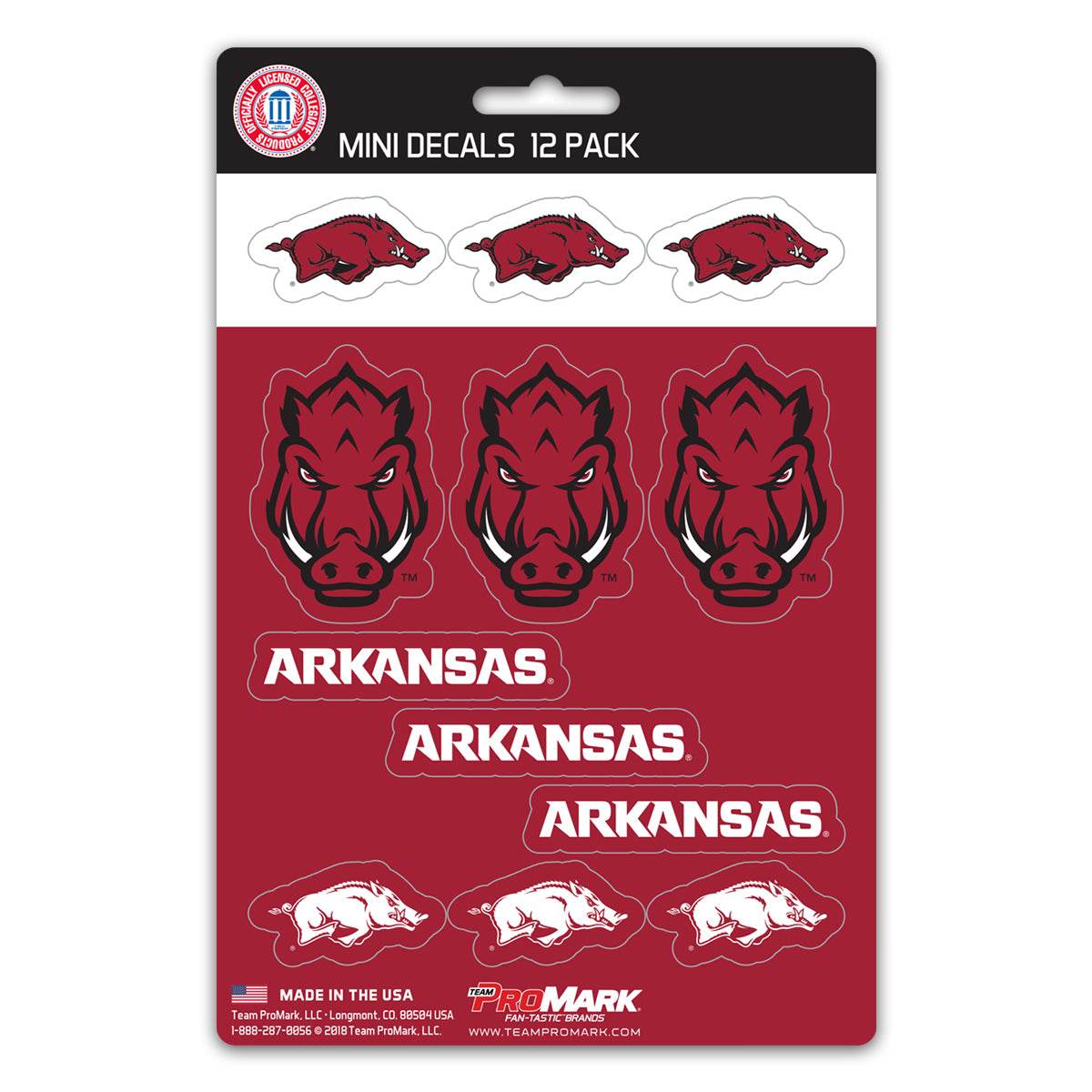 Arkansas Razorbacks Mini Decal Set 12 Pack Special Order - ToylandEU