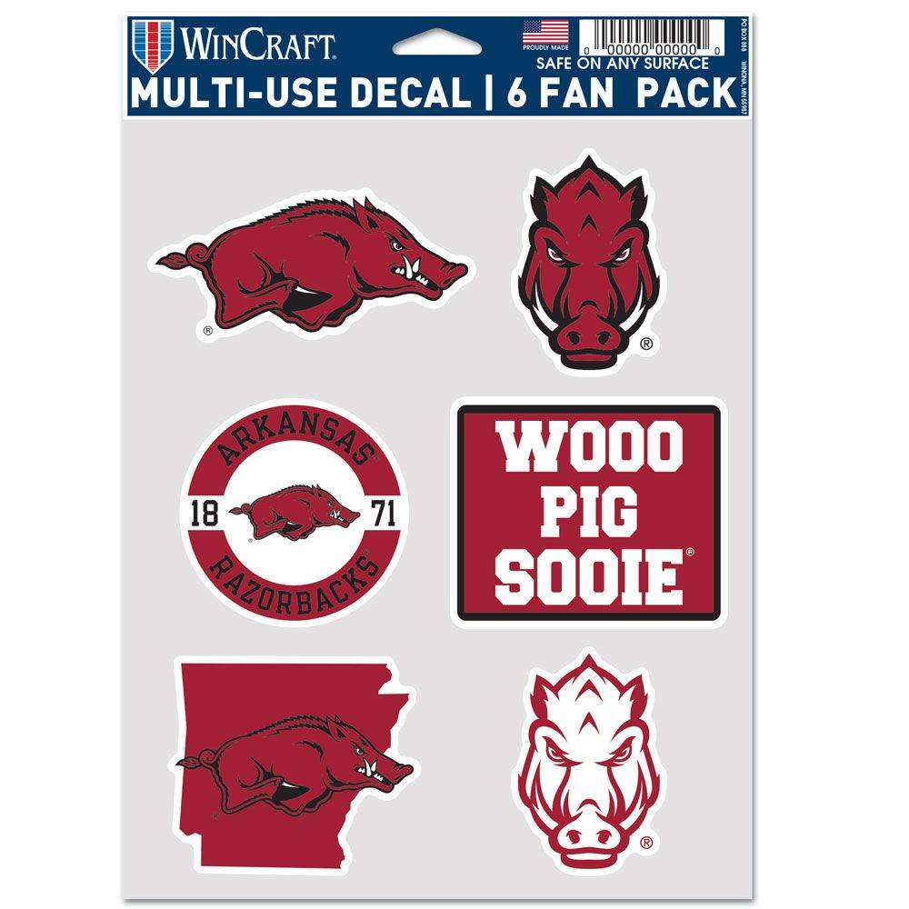Arkansas Razorbacks Multi Use Fan Decals 6 Pack Set - ToylandEU