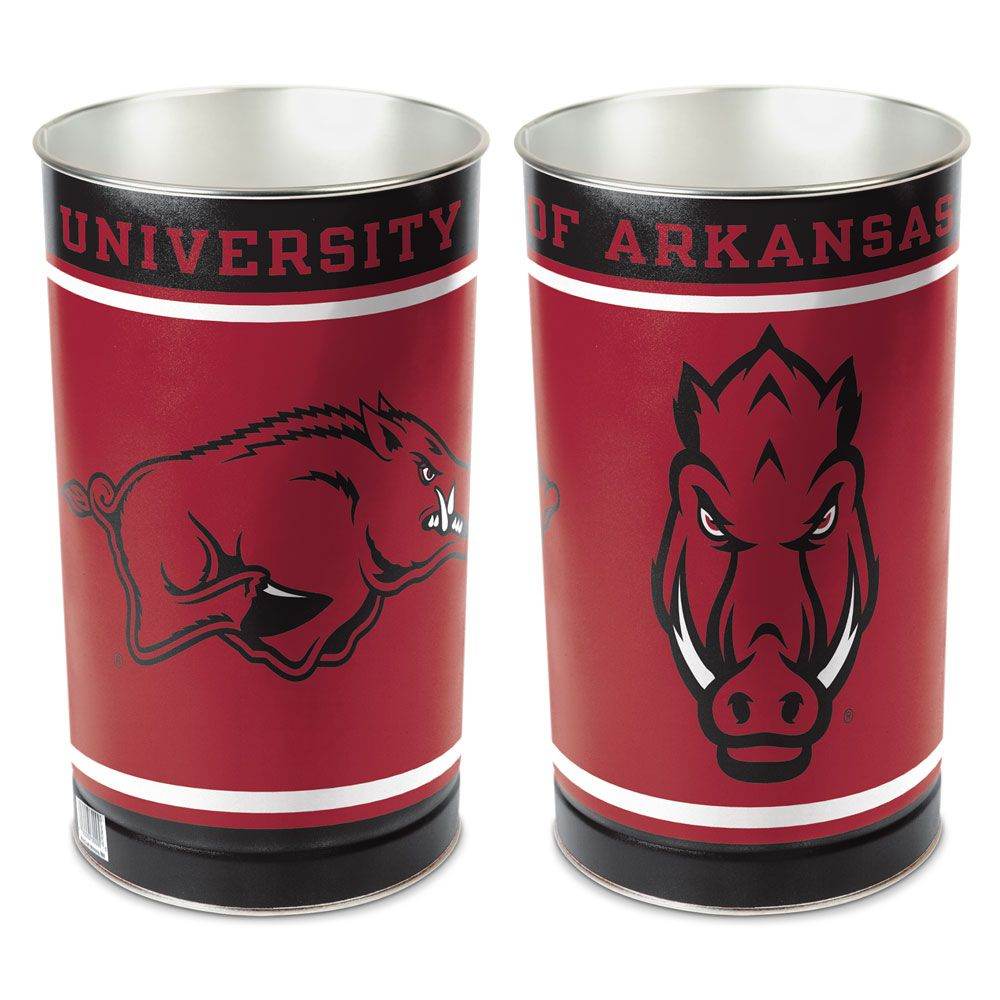 Arkansas Razorbacks Wastebasket 15 Inch Metal Trash Can - ToylandEU