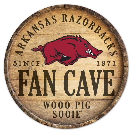 Arkansas Razorbacks Wood Sign 14 Inch Round Barrel Top - ToylandEU
