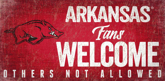 Arkansas Razorbacks Wood Sign Fans Welcome 12x6 Hanging - ToylandEU