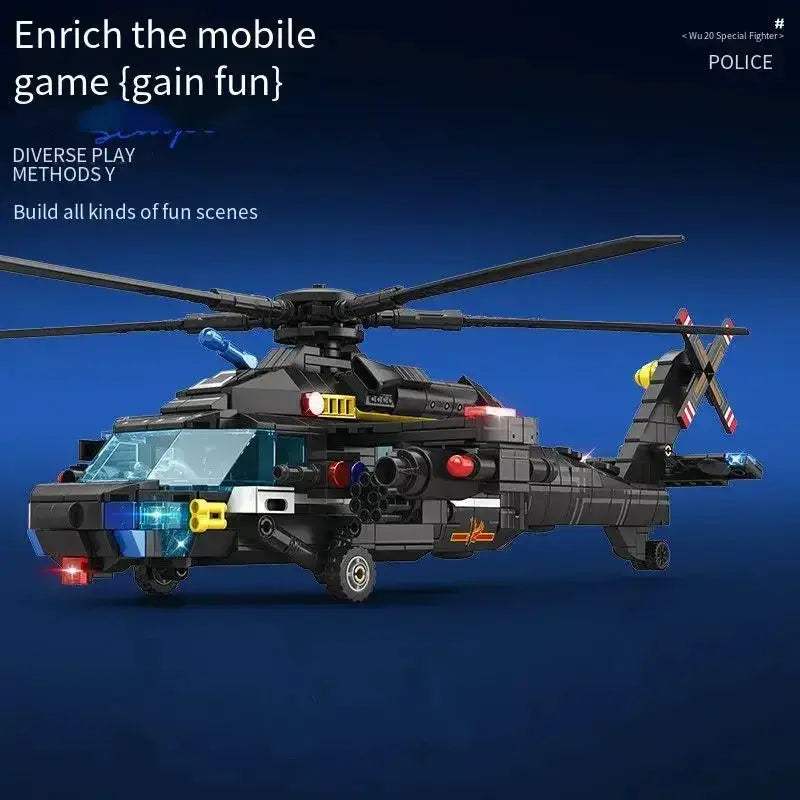 Armed Police Helicopter STEM Kit Building Blocks for Education - ToylandEU