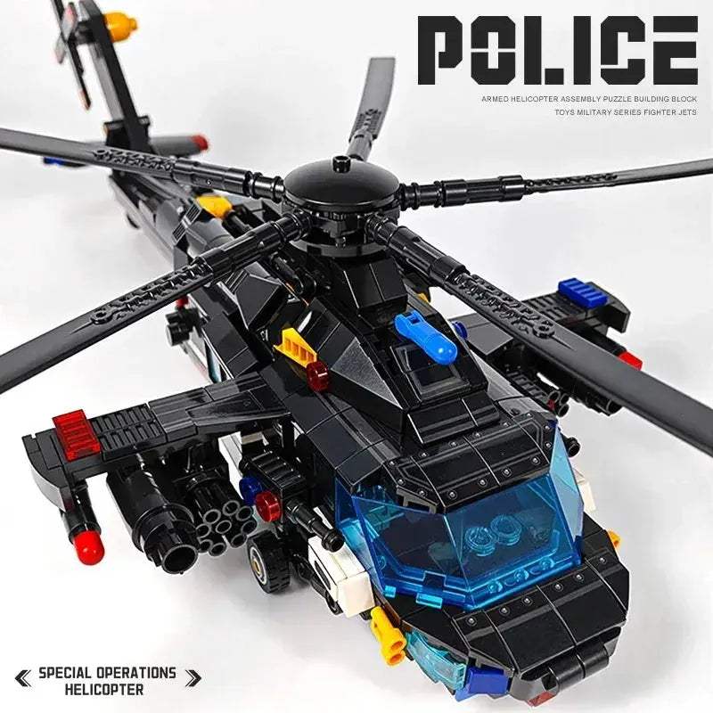 Armed Police Helicopter STEM Kit Building Blocks for Education - ToylandEU