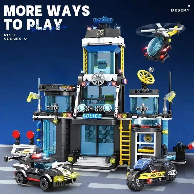 Armed Police Helicopter STEM Kit Building Blocks for Education - ToylandEU