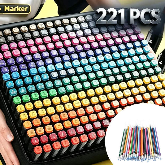 Art Marker Pens | 221Pc Double Tip | Toylandeu™