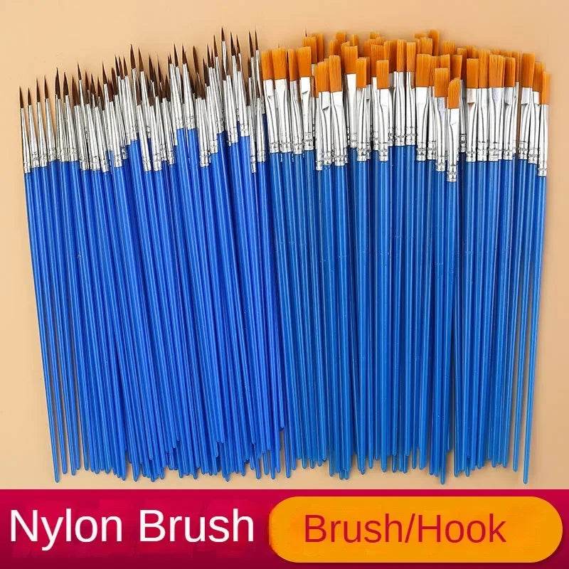 10/20/50Pcs Painting Brushes Set Art Round Flat Nylon Hair - ToylandEU