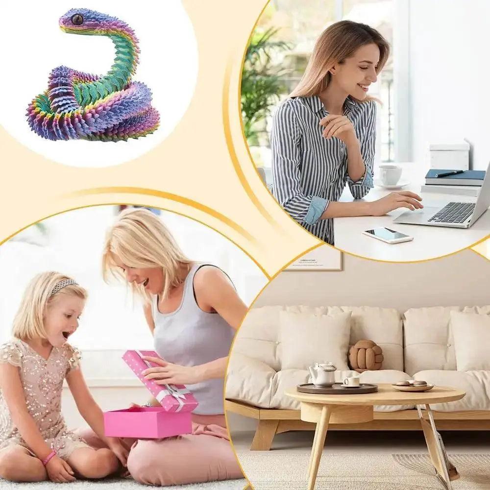 3D Printed Snake Desktop Articulated Snake Collectibles -  ToylandEU™