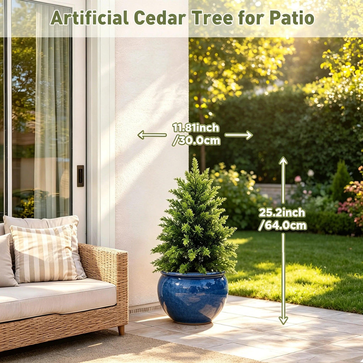 Artificial Cedar Topiaries | UV Resistant Black Pot | Toylandeu™