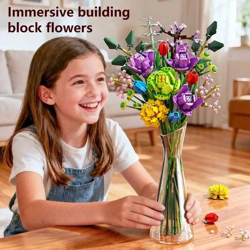 967 pcs Eternal Flowers Building Blocks Artificial Flower Bricks Home Decor Table Valentine's Day Birthday Gifts for Women Girls - ToylandEU