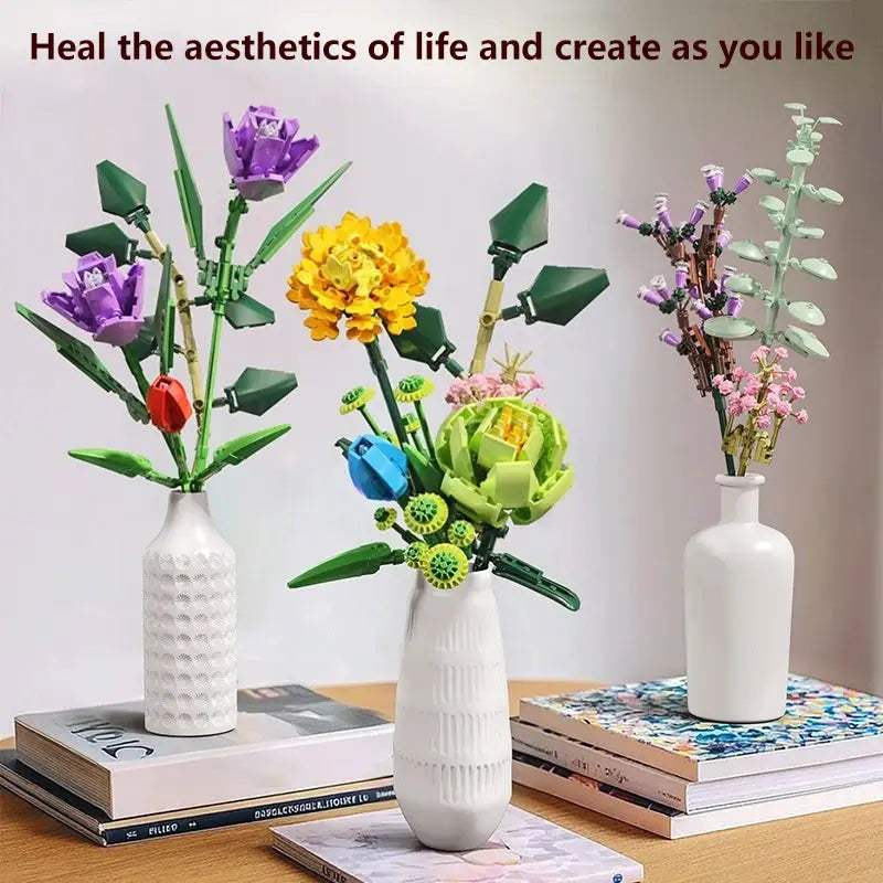 967 pcs Eternal Flowers Building Blocks Artificial Flower Bricks Home Decor Table Valentine's Day Birthday Gifts for Women Girls - ToylandEU