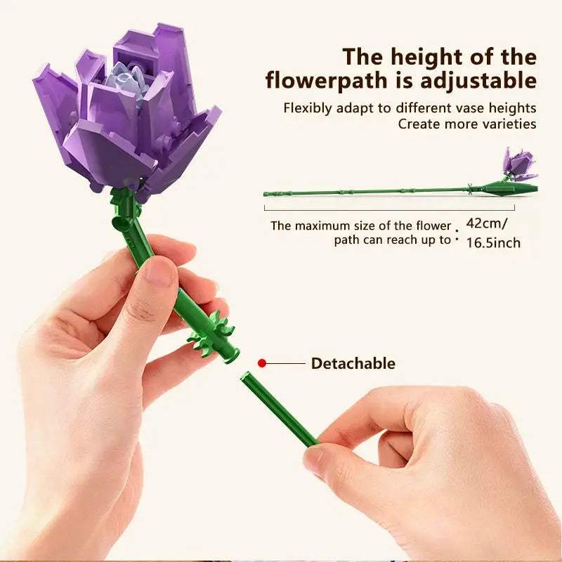 967 pcs Eternal Flowers Building Blocks Artificial Flower Bricks Home Decor Table Valentine's Day Birthday Gifts for Women Girls - ToylandEU