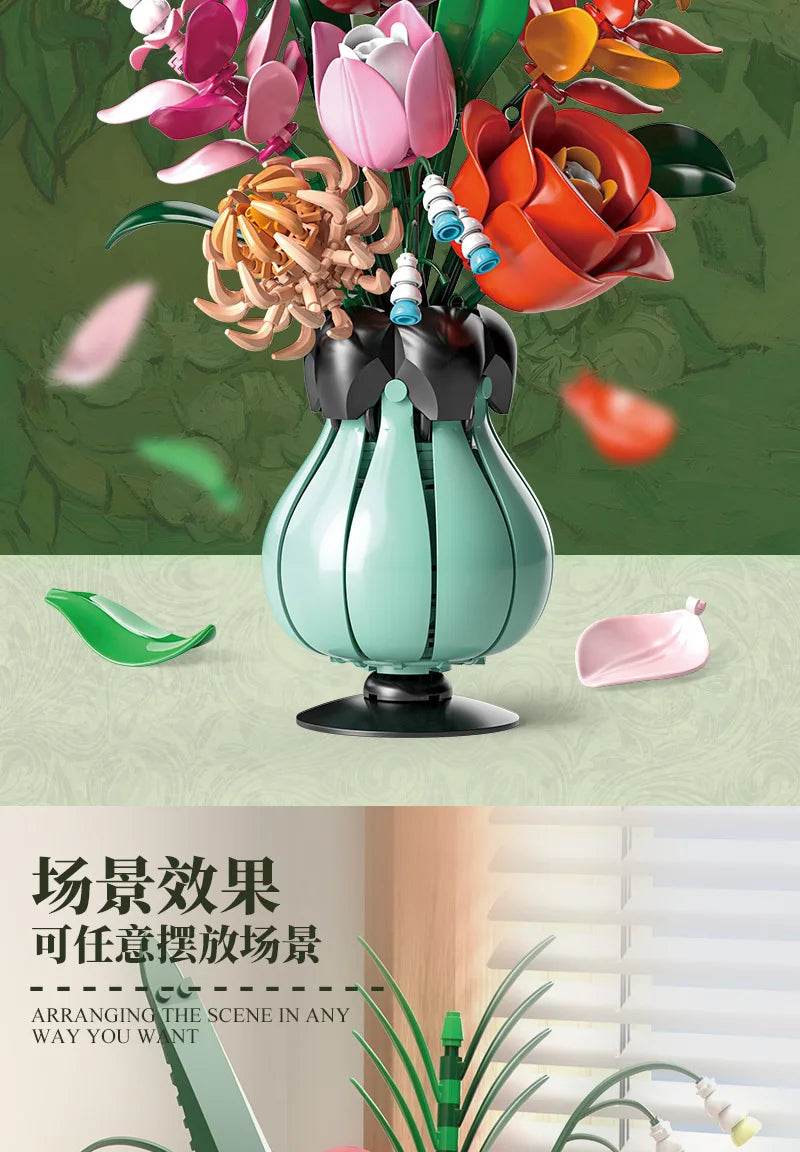 Artificial Flower Potted Building Block Flower Set Assembly - ToylandEU