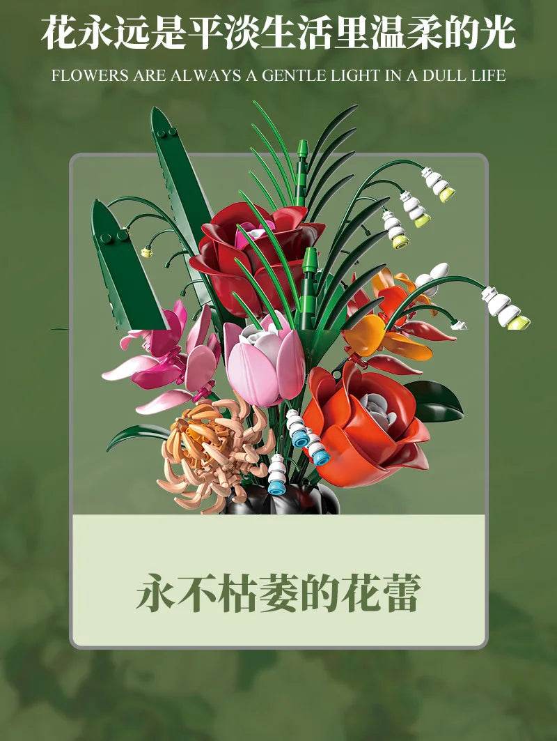 Artificial Flower Potted Building Block Flower Set Assembly - ToylandEU