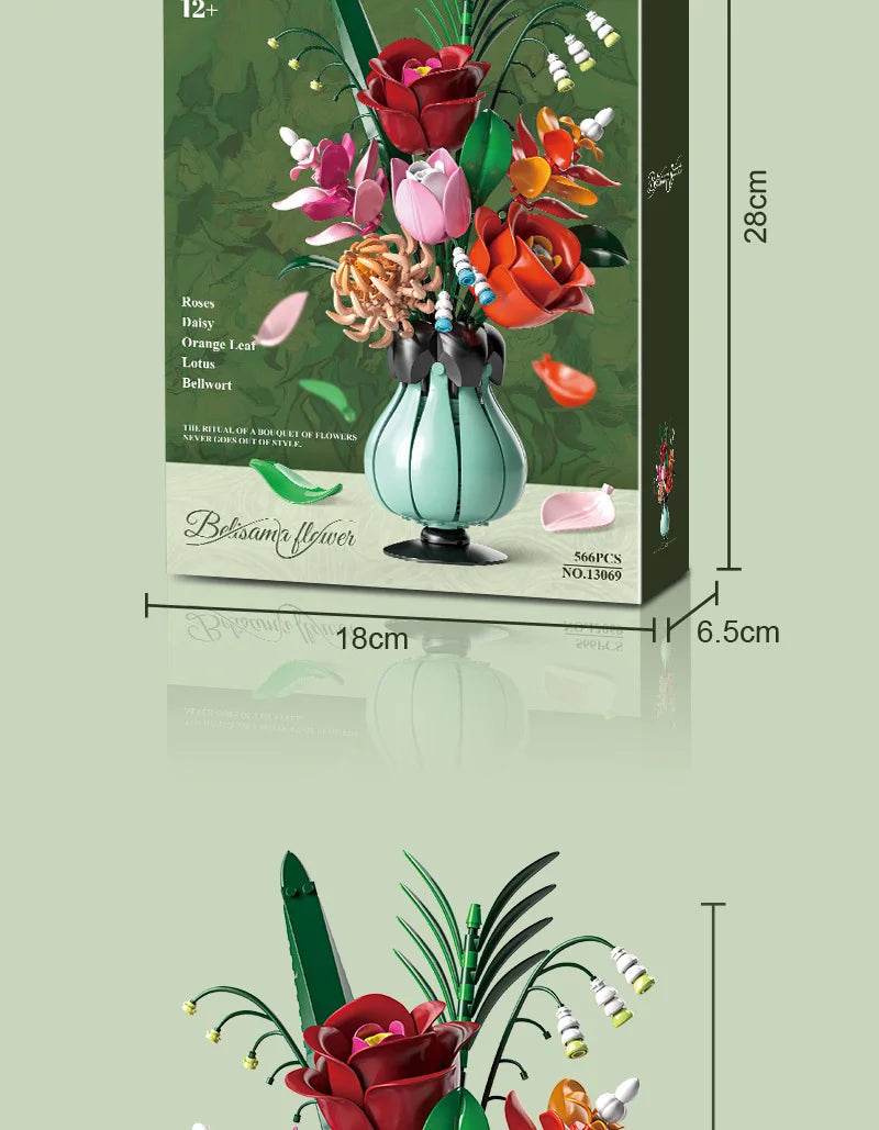 Artificial Flower Potted Building Block Flower Set Assembly - ToylandEU