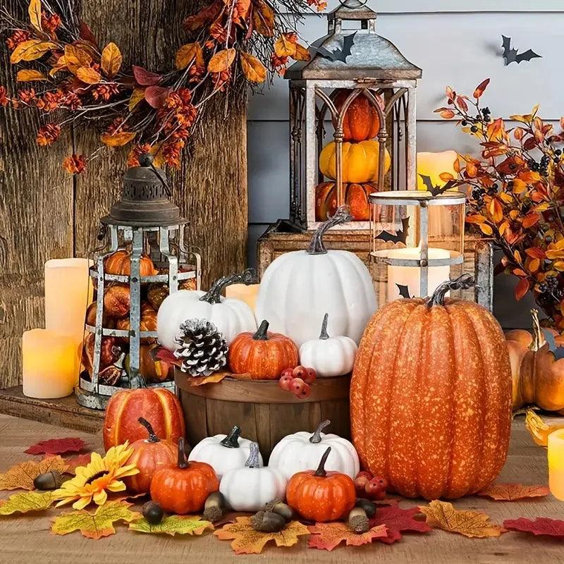 Artificial Pumpkin Set | Set of 7 Orange | Toylandeu™