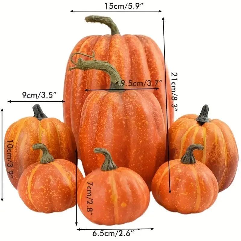 Artificial Pumpkin Set | Set of 7 Orange | Toylandeu™