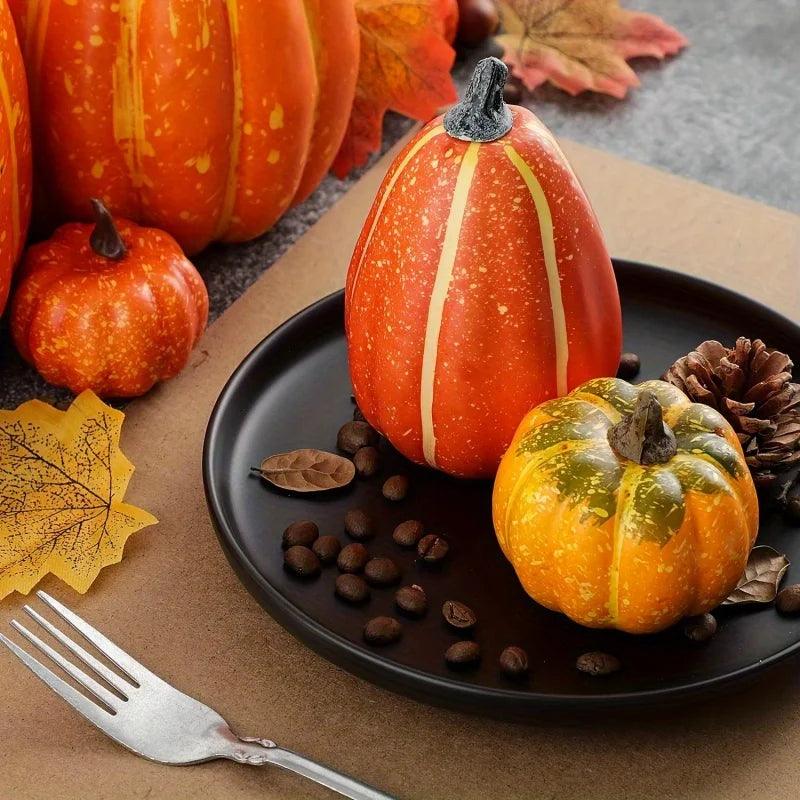 Artificial Pumpkin Set | Set of 7 Orange | Toylandeu™