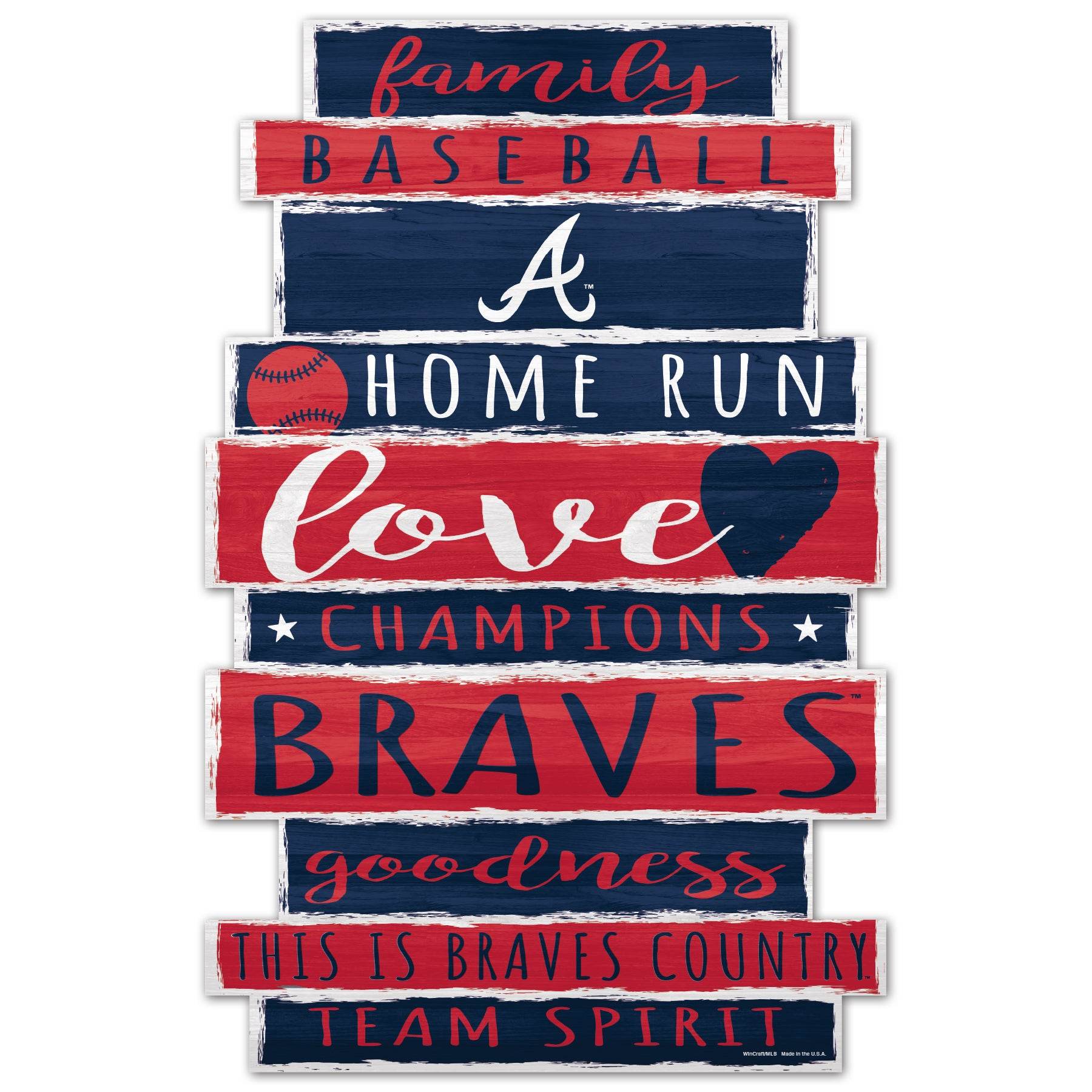 Atlanta Braves 11x17 Sign Family Word Design Established - ToylandEU