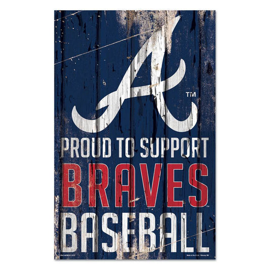 Atlanta Braves 11x17 Wood Sign Proud To Support Team Colors - ToylandEU