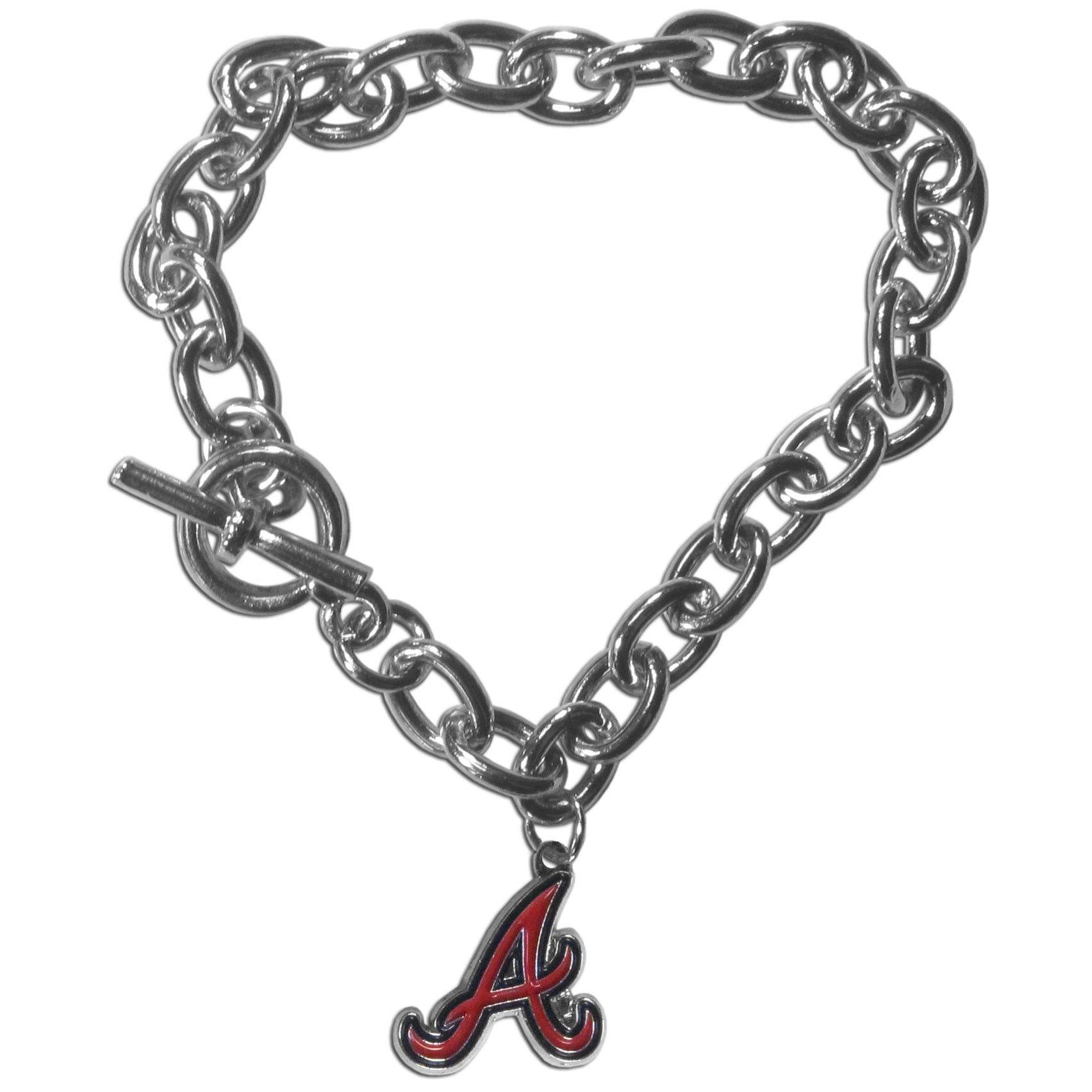 Atlanta Braves Chrome Chain Link Bracelet With Enamel Charm - ToylandEU