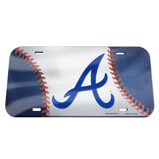 Atlanta Braves Crystal Mirror License Plate Baseball Design - ToylandEU