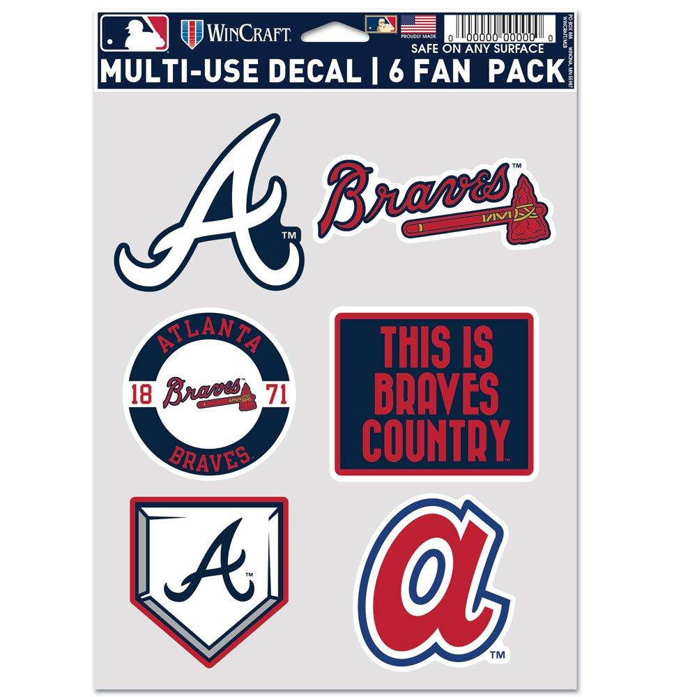 Atlanta Braves Multi Use Fan Decal Set For Fans 6 Pack - ToylandEU