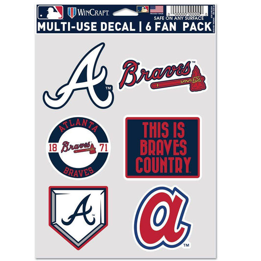 Atlanta Braves Multi Use Fan Decal Set For Fans 6 Pack - ToylandEU