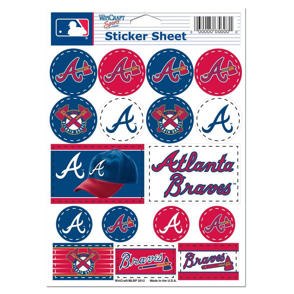 Atlanta Braves Vinyl Decal Sheet 5x7 Sports Sticker Pack - ToylandEU
