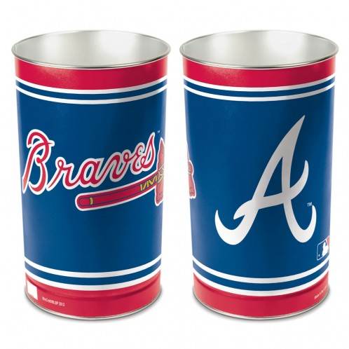 Atlanta Braves Wastebasket 15 Inch Metal Trash Can Durable - ToylandEU