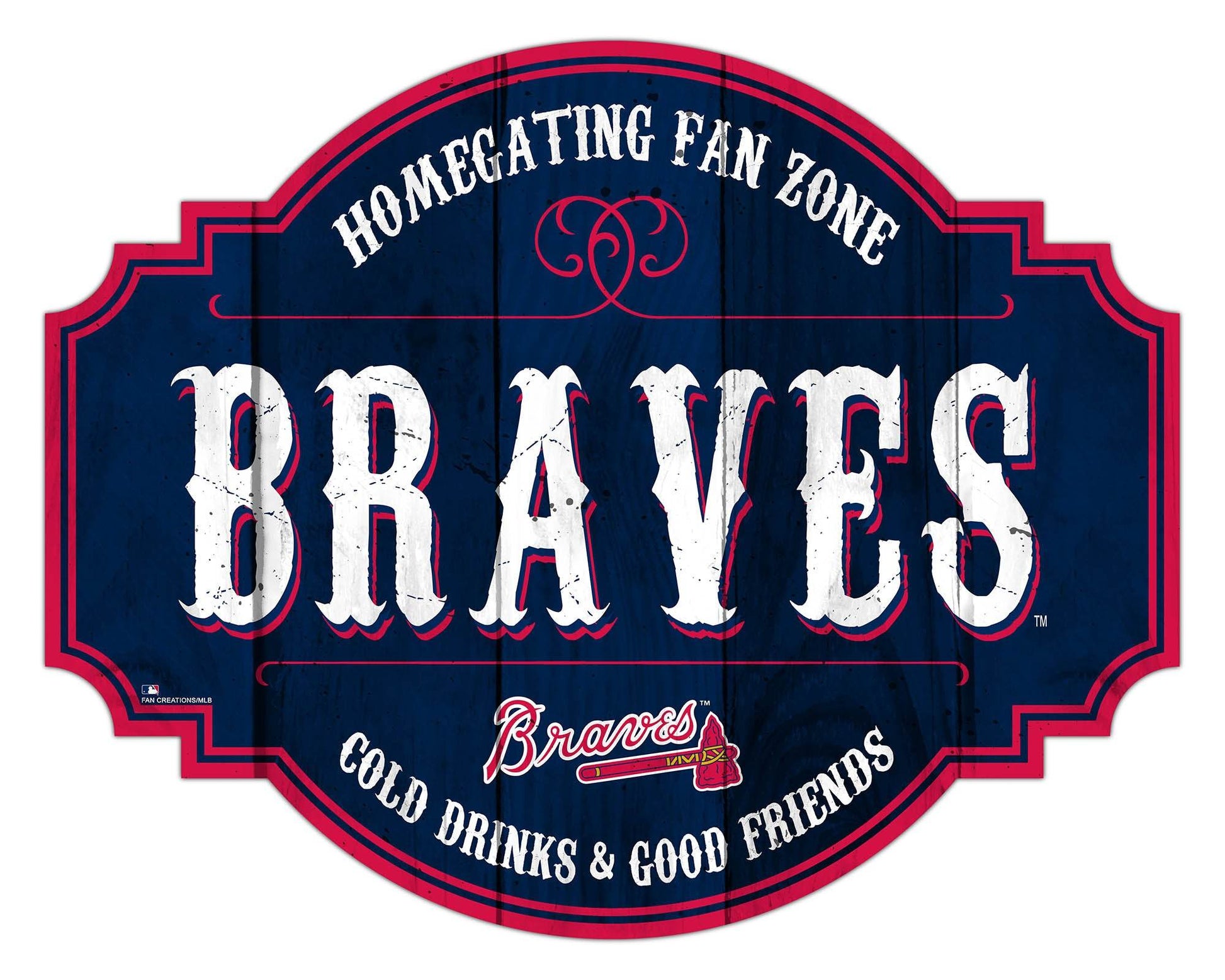 Atlanta Braves Wood Sign 12 Inch Homegating Tavern - ToylandEU
