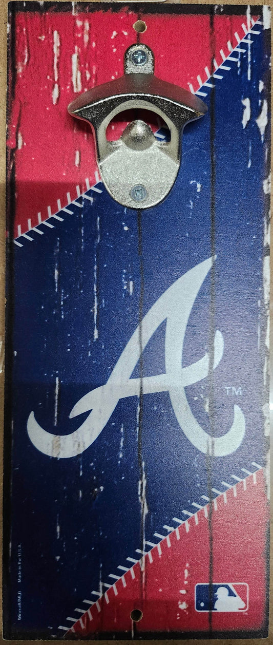 Atlanta Braves Wood Sign With Bottle Opener Alternate - ToylandEU