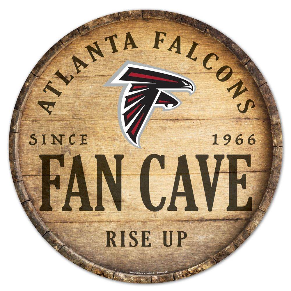 Atlanta Falcons Round Wood Sign 14 Inch Barrel Top - ToylandEU