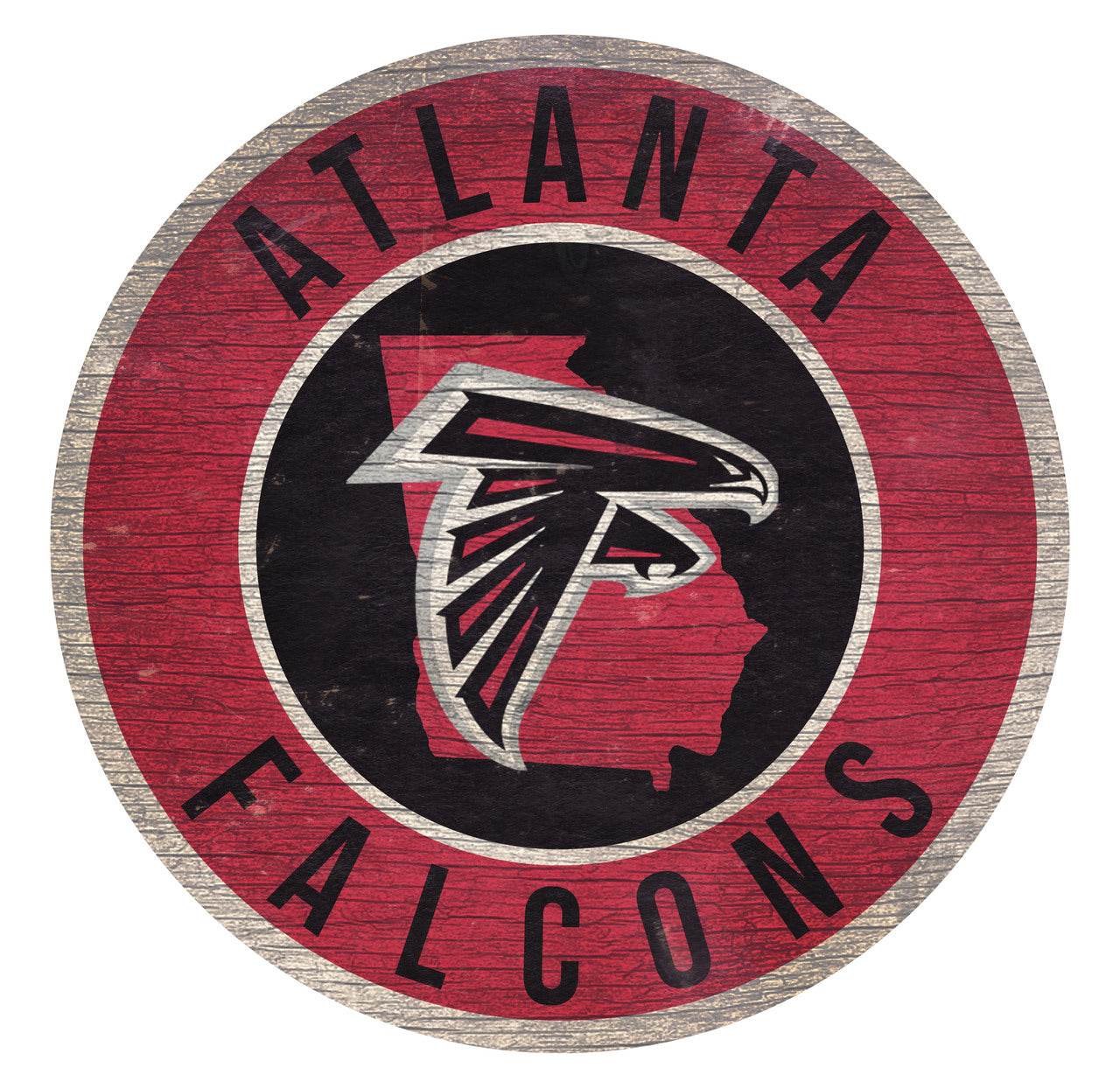 Atlanta Falcons Round Wood Sign State Design 12 Inch - ToylandEU