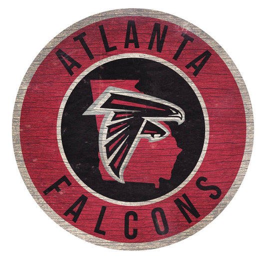 Atlanta Falcons Round Wood Sign State Design 12 Inch - ToylandEU