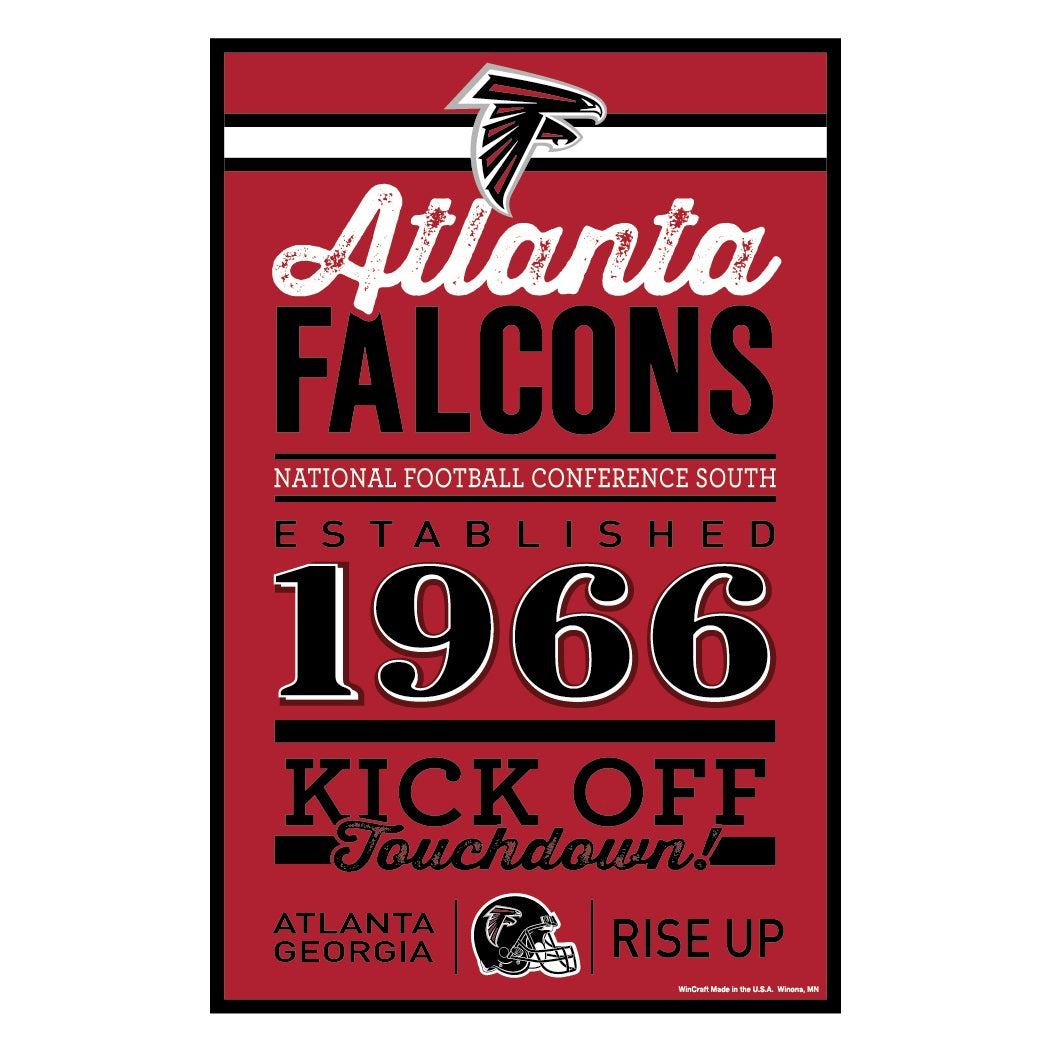 Atlanta Falcons Sign 11x17 Wood Established Design Decor - ToylandEU
