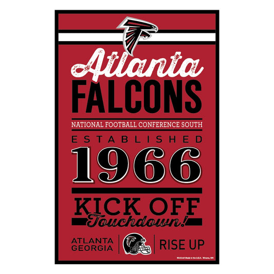Atlanta Falcons Sign 11x17 Wood Established Design Decor - ToylandEU