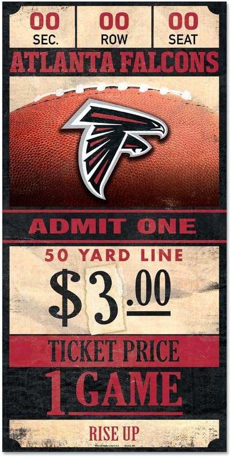 Atlanta Falcons Sign 6x12 Wood Ticket Plaque for Display - ToylandEU