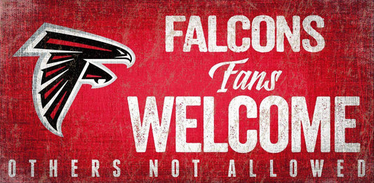 Atlanta Falcons Wood Sign Fans Welcome 12x6 Office Decor - ToylandEU