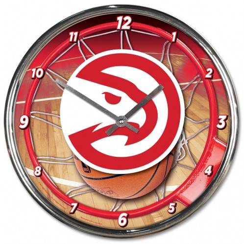 Atlanta Hawks Round Wall Clock Chrome 12 Inch Plated - ToylandEU