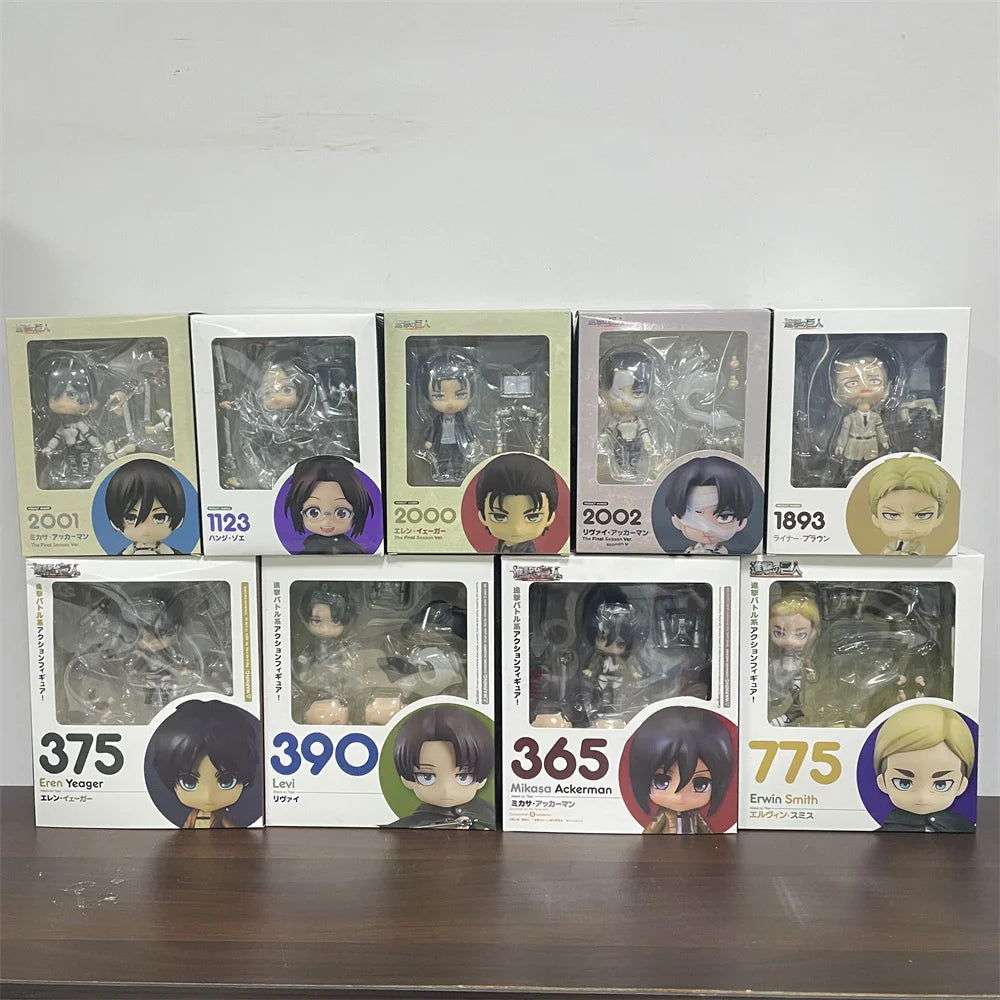  Attack on Titans Chibi Cute Kawaii Anime Figures, Mikasa, Eren, Levi Ackerman, Erwin Smith, Hange Zoe, Reiner Braun Action Figurines PVC Toys Model 10 cm 