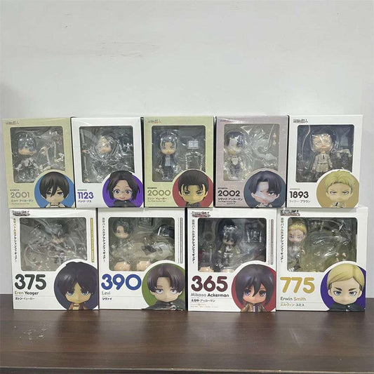  Attack on Titans Chibi Cute Kawaii Anime Figures, Mikasa, Eren, Levi Ackerman, Erwin Smith, Hange Zoe, Reiner Braun Action Figurines PVC Toys Model 10 cm 