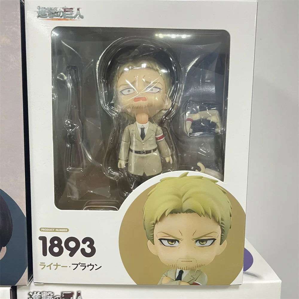  Attack on Titans Chibi Cute Kawaii Anime Figures, Mikasa, Eren, Levi Ackerman, Erwin Smith, Hange Zoe, Reiner Braun Action Figurines PVC Toys Model 10 cm 