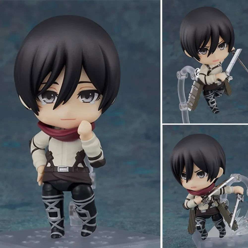  Attack on Titans Chibi Cute Kawaii Anime Figures, Mikasa, Eren, Levi Ackerman, Erwin Smith, Hange Zoe, Reiner Braun Action Figurines PVC Toys Model 10 cm 