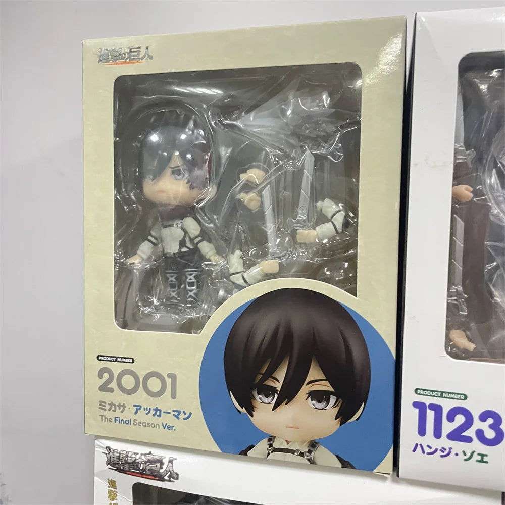  Attack on Titans Chibi Cute Kawaii Anime Figures, Mikasa, Eren, Levi Ackerman, Erwin Smith, Hange Zoe, Reiner Braun Action Figurines PVC Toys Model 10 cm 