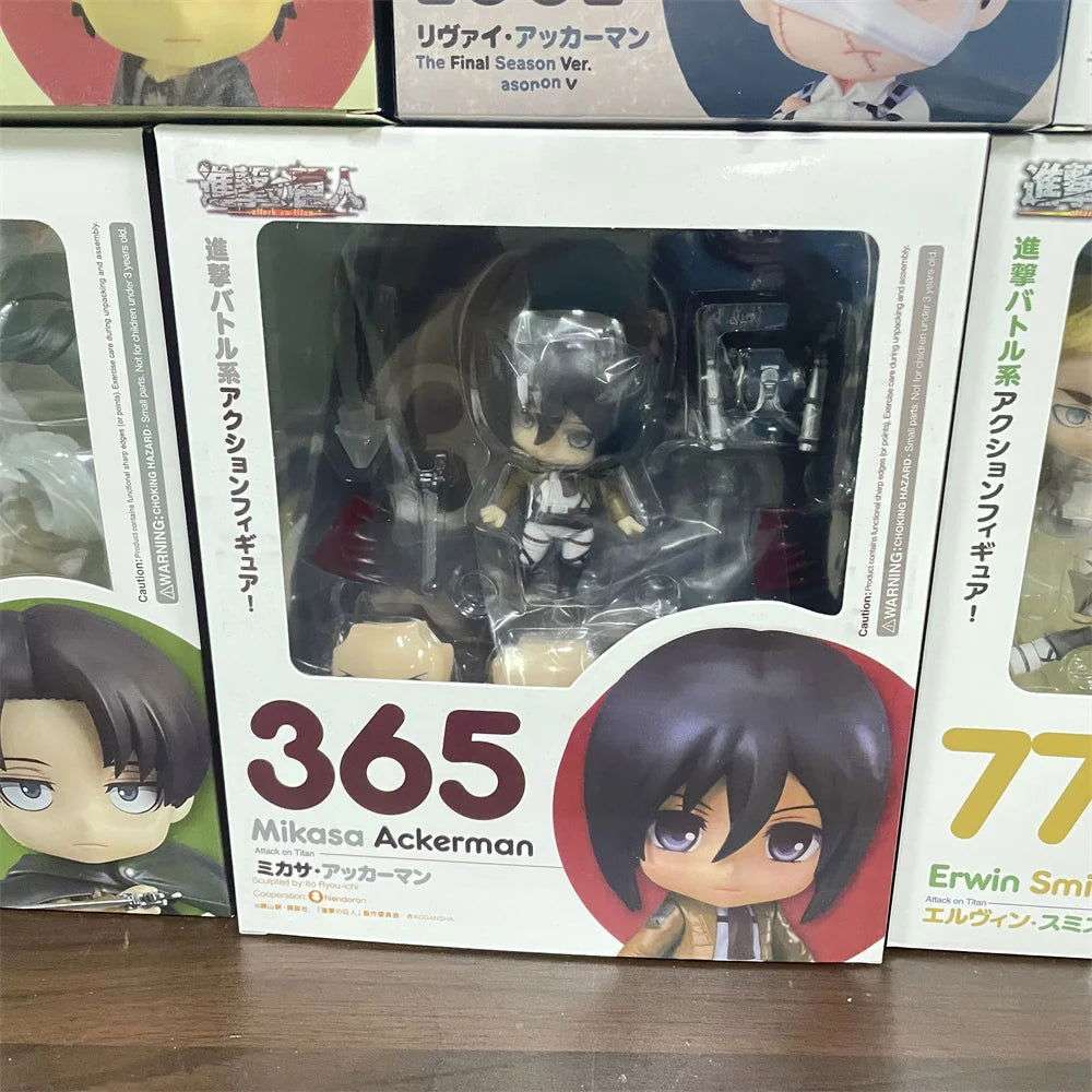  Attack on Titans Chibi Cute Kawaii Anime Figures, Mikasa, Eren, Levi Ackerman, Erwin Smith, Hange Zoe, Reiner Braun Action Figurines PVC Toys Model 10 cm 