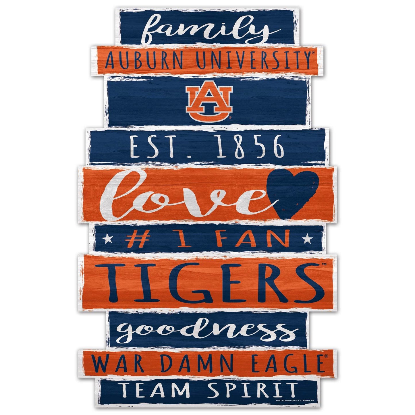 Auburn Tigers 11x17 Wood Family Word Sign By Wincraft - ToylandEU