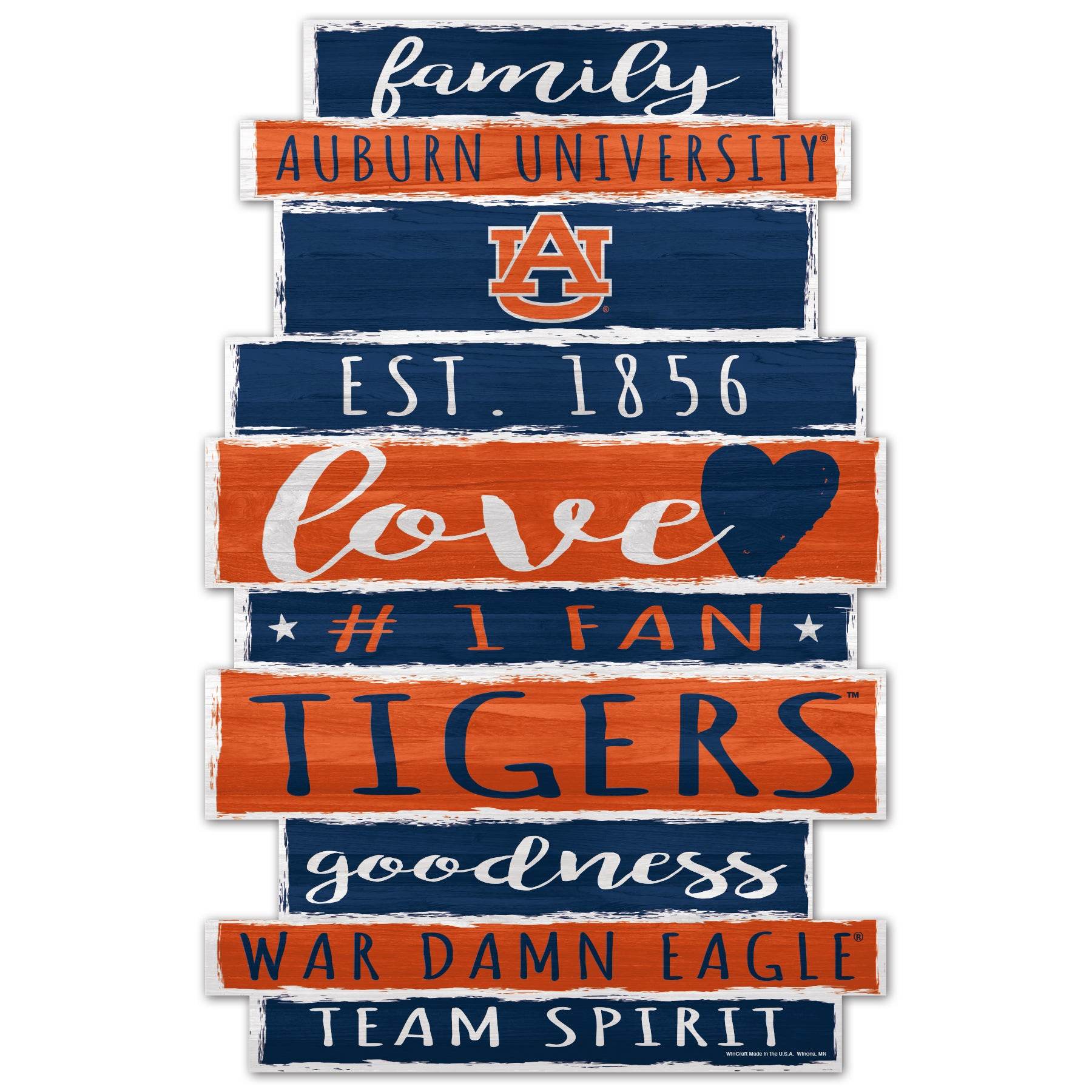 Auburn Tigers 11x17 Wood Family Word Sign By Wincraft - ToylandEU