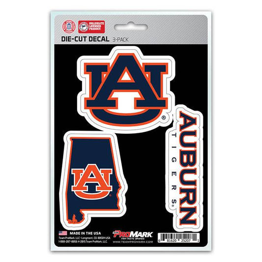 Auburn Tigers Die Cut Decals 3 Pack Premium Vinyl Finish - ToylandEU