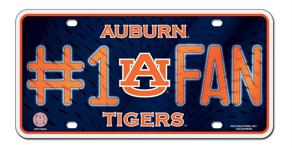 Auburn Tigers License Plate Number One Fan Special Order - ToylandEU
